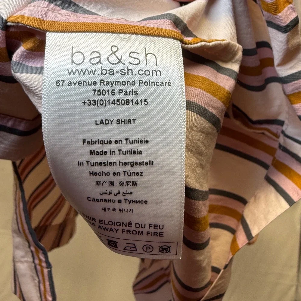 ba&sh Lady Shirt Size 1 Multicolor Striped Button Down Long Sleeve Blouse